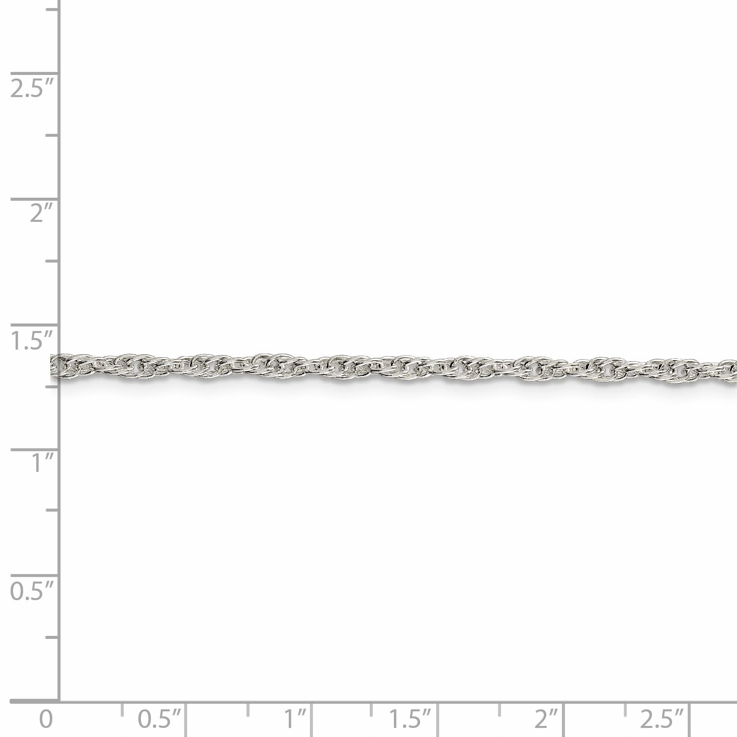 Sterling Silver 2.45mm Loose Rope Chain (Weight: 9.31 Grams, Length: 30 Inches)