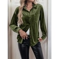 thumbnail image 4 of Women'S Winter Long Sleeve Velvet Cardigan Button Casual Tops Shirt Ladies Tops Red XS, 4 of 7