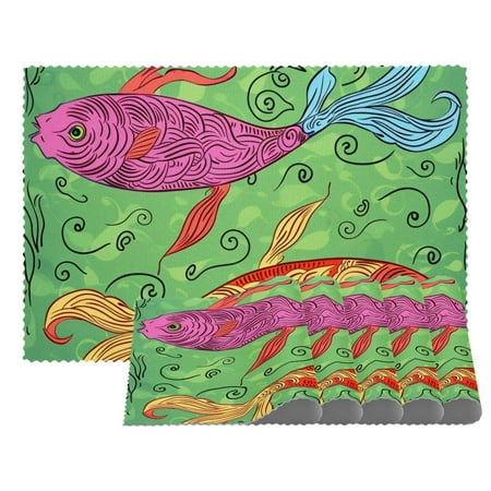 

Placemats Set of 4 Non Slip Washable Table Placemats Fish Colorful Print