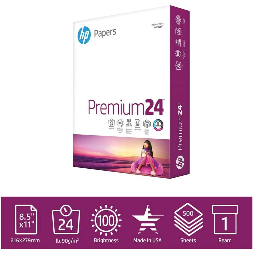 HP Printer Paper, Premium24, 8.5x11, 24lb, 1 Ream, 500 Sheets Walmart