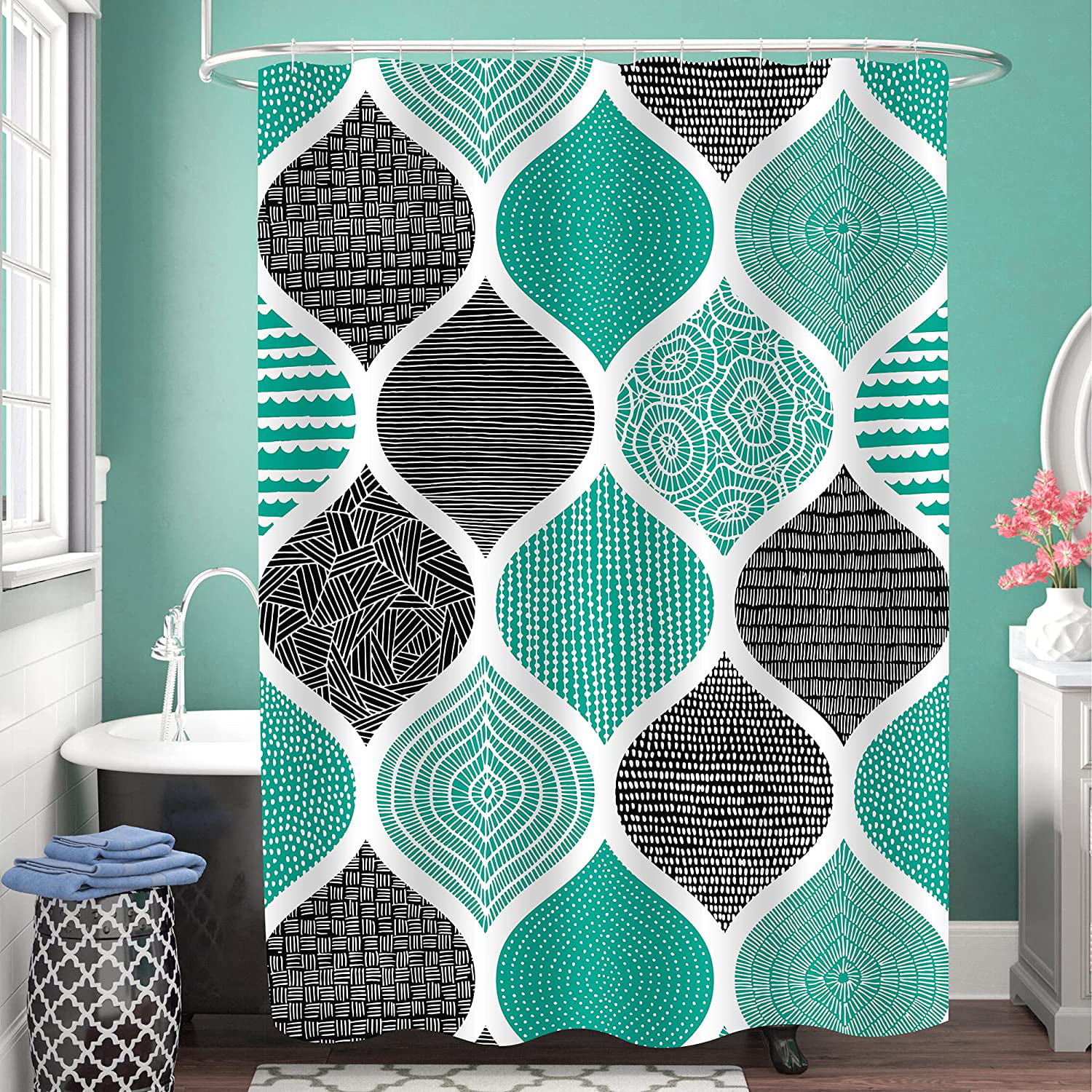 Small Stall Shower Curtain Liner 36 x 72 Teal Half Size Shower Curtain ...