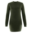 thumbnail image 6 of Fashion Deals 2023 Lindreshi Casual Fall Dress Clearance Fashion Women Summer Casual Loose Full Sleeve Pocket Rround Collar Solid Dress, 6 of 6