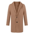 thumbnail image 2 of Men's Winter Mid-length Suit Collar Single-breasted Fashion Solid Color Coat Jacket, 2 of 8