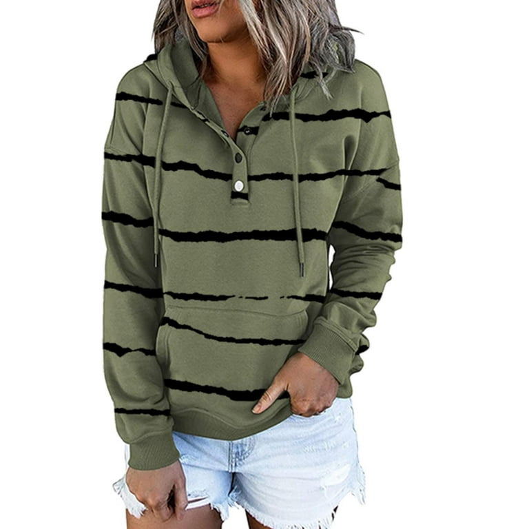 KIJBLAE Sales Women's Fashion Sweatshirt Pocket Drawstring Pullover Tops  St. Patrick's Day Clover Print Casual Comfy Womens Hoodie Sweatshirt Trendy  Clothes for Women Green M 