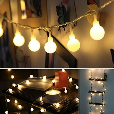 Battery Powered 16ft 50 Led Outdoor Globe String Lights With