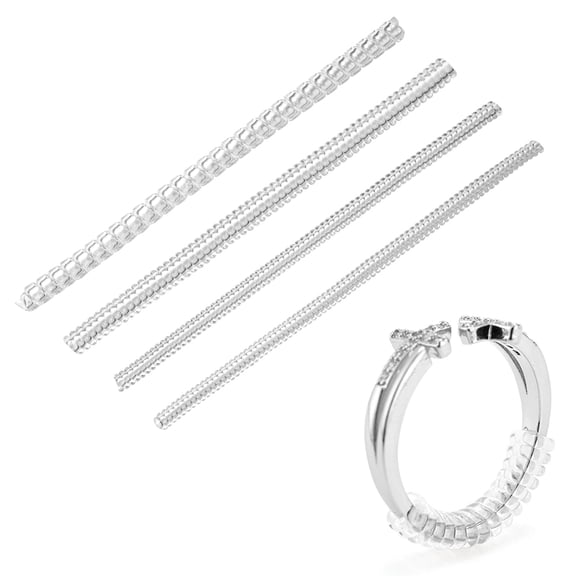 DIY 1Set 4Pcs 4 Style Plastic Spring Coil Invisible Ring Size Adjuster Clear 10x0.35~0.5cm 1pc/style