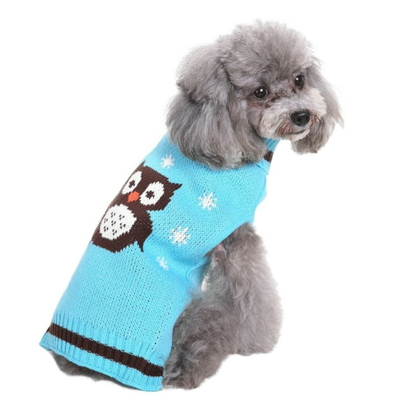Pull Tricoté de Noël pour Animaux de Compagnie, Col Roulé, Vêtements pour Chiots, Costume Chaud pour Chien, Manteau d'Hiver (Bleu Ciel, Taille m)