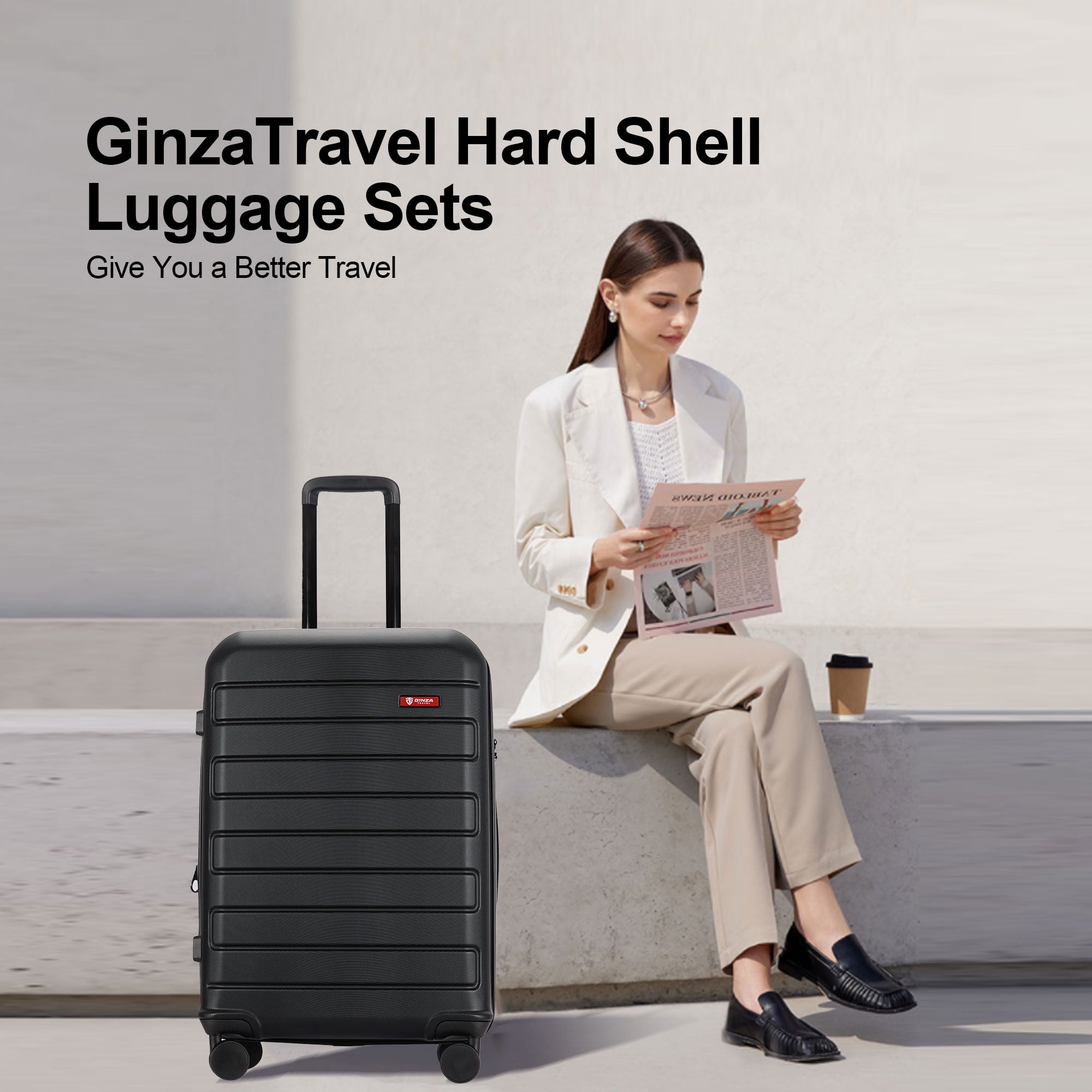 GinzaTravel 3-Piece Hardshell Spinner Luggage Set, 28 inch GinzaTravel 3-Piece Hardshell Spinner Luggage Set, 28 inch