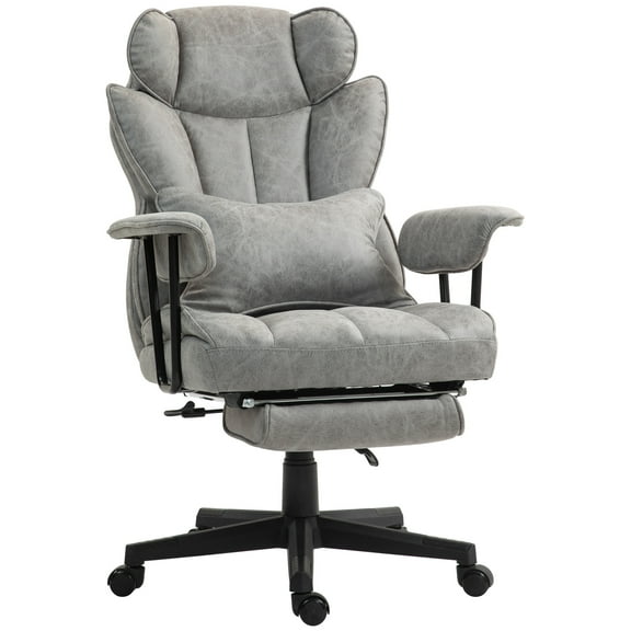 CoSoTower Executive Office Chair, 400Lbs Big and Tall Office Chair with Foot Rest, Microfiber Computer Desk Chair with Lumbar Support, Reclining Function and Wide Seat, Gray
