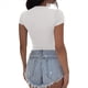 thumbnail image 3 of Camiseta Ajustada de Corta para Mujer, Cuello en V Básico, Ajustada, , Talla XS, 3 of 8