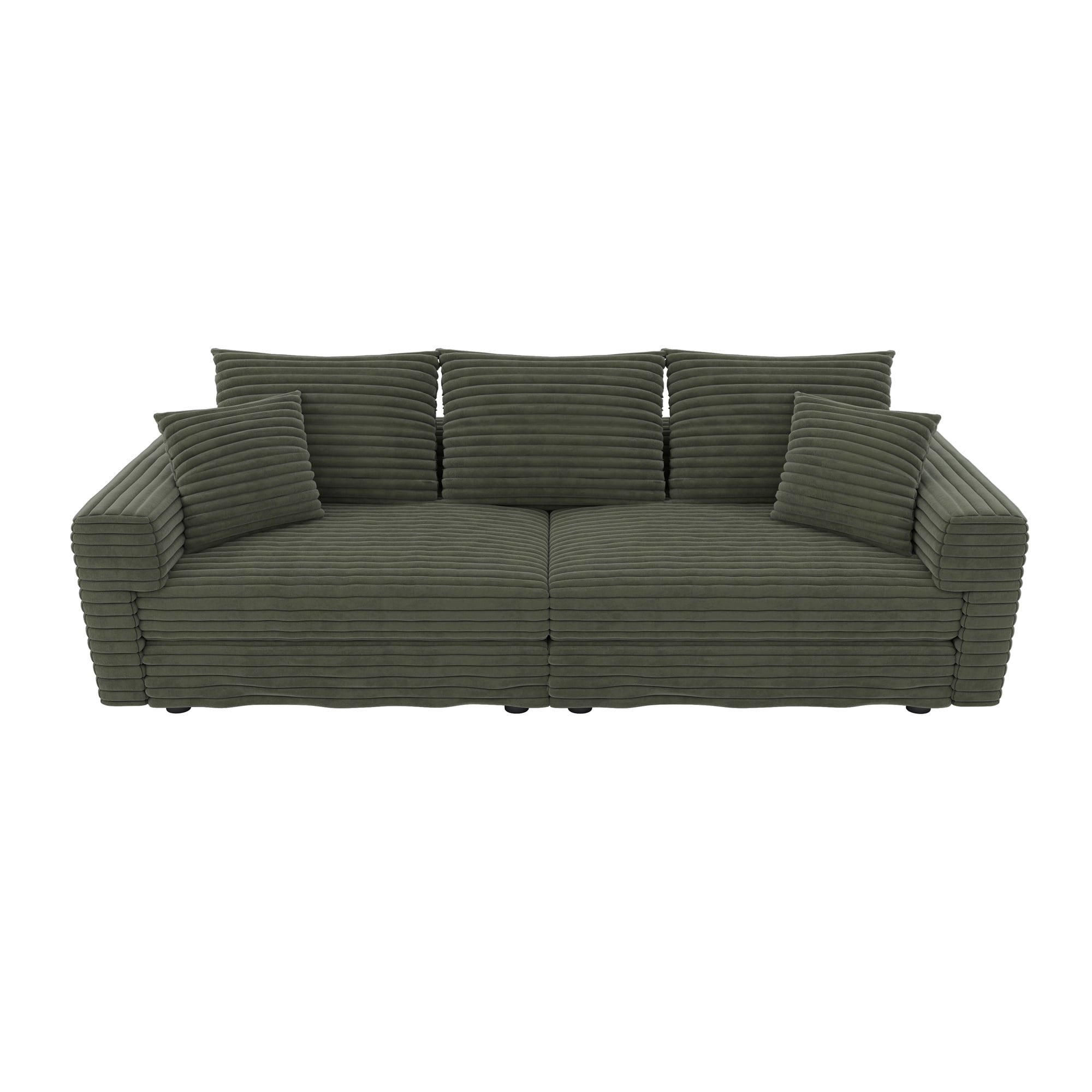Alvantor 3-Seat Sofa 83 " W Corduroy Upholstered Deep Seat Couches Convertible Chaise for Living Room, Apartment Green