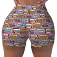 thumbnail image 2 of Lsque Retro Cassette Pattern High Waisted Biker Shorts for Women-Tummy Control Fitness Athletic Workout Running Yoga Gym Shorts,Moisture-Wicking-X-Large, 2 of 9