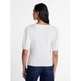 thumbnail image 4 of Time and Tru Women's Pointelle Top with Short Sleeves, Sizes XS-XXXL, 4 of 6