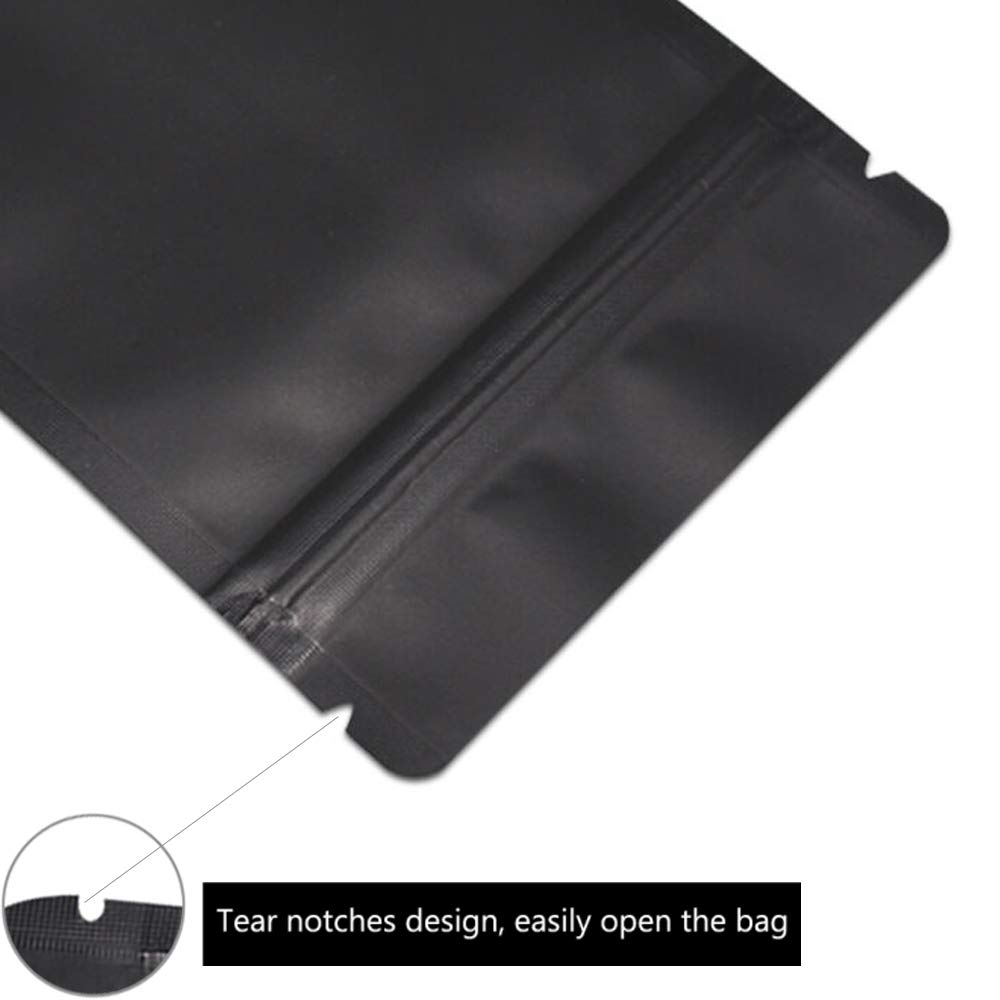100 Pack Smell Proof Mylar Bags – 6x9x3, 4 Mil, Stand Up, Zip Seal, Black, ROYPACK