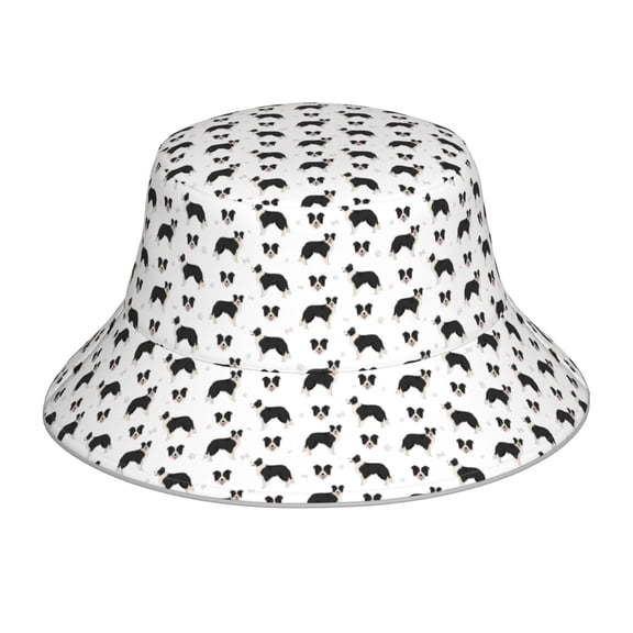 Xecao Border Collie Dog Print Men and Women Night Reflective Hat Runner Cap Visor Bucket Hat Boonie Cap