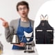 thumbnail image 4 of Delantal de lona con bolsillos. Delantales de uniforme para chef, corte de pelo, cafeterías interiores y carnicería. Negro, 4 of 8