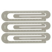 Straight Ruler 12cm Metric Paper Clip Design Bookmark Measuring Tool, Khaki, 3 Pieces