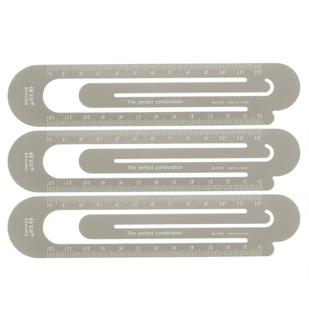 Straight Ruler 12cm Metric Paper Clip Design Bookmark Measuring Tool, Khaki, 3 Pieces