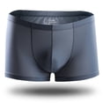 thumbnail image 3 of HUPOM Mens Underwear Boxer Briefs Male Thongs Medium waist Comfort Waist Solid Boxer Briefs Gray L, 3 of 4
