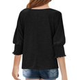 thumbnail image 3 of Drmagiyhm Girls 3/4 Sleeve Shirts Size 10-12 Cute Crewneck Shirt T-Shirts Casual Trendy Kids Smocked Cuffs Tops, Tees & Blouses Black 4-5 Years, 3 of 3