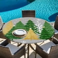 thumbnail image 6 of Grey Christmas Tree Round Tablecloth, Fitted Table Cover with Elastic for 36"-44" Round Tables, Green Golden Xmas Tree Snowflake Winter Table Cloth Outdoor Indoor Dinning Party Waterproof Tablecloths, 6 of 7