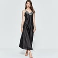 thumbnail image 3 of KelaJuan Women Satin Long Nightgowns Silk Lace Sexy Lingerie Sleeveless Deep V Nightdress Sleepwear, 3 of 7