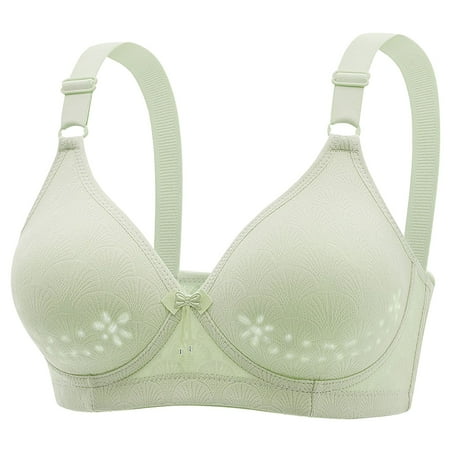 Gvdentm Women s Front Closure Bras Plus Size Underwire Printing Back Support Plunge Seamless Bra(Green 42)