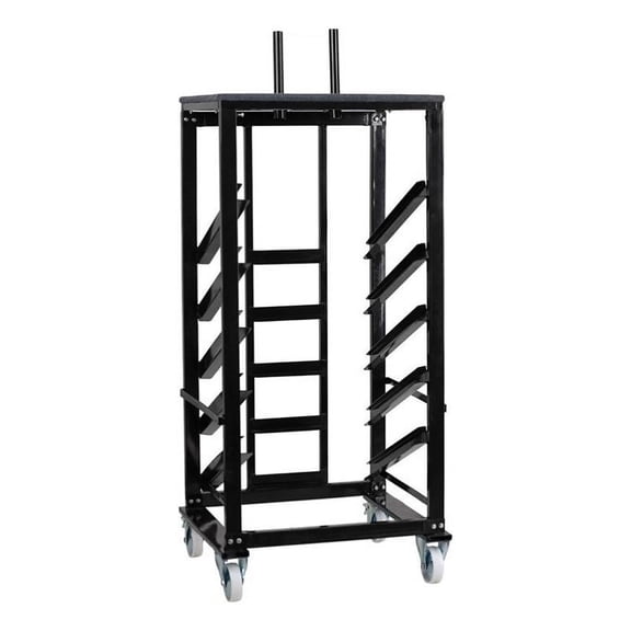 Bowery Hill Steel Metal Cocktail Table Dolly for Round Table in Black