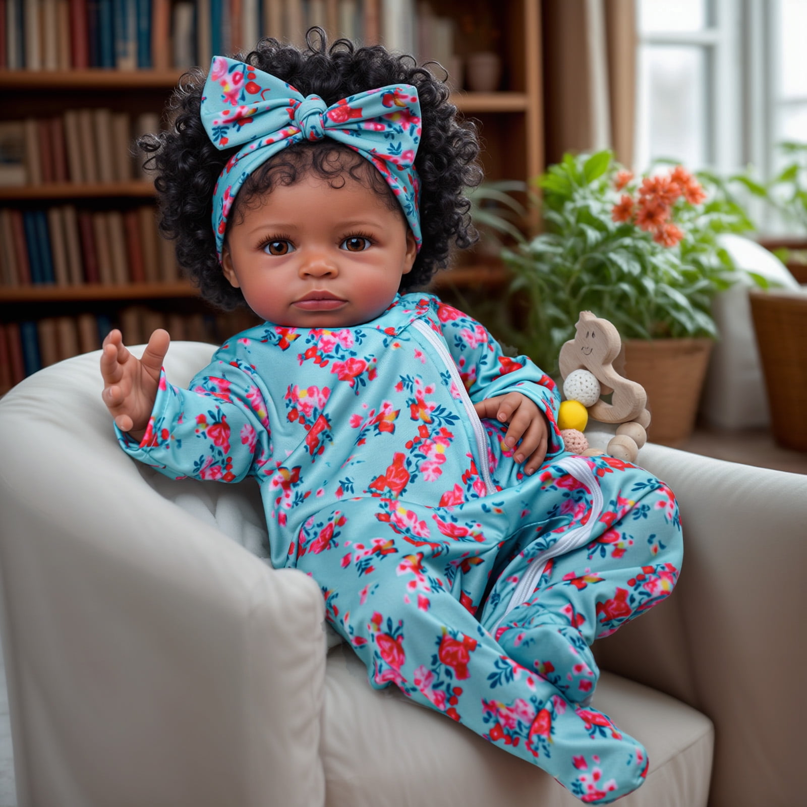 RSG 20 Inch Lifelike Reborn Baby Dolls Black Girl，Soft Body Handmade Real Life Baby Dolls with Clothes and Toy Gift for Kids Age 3+
