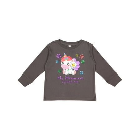 

Inktastic My Meemaw Loves Me- cute unicorn Boys or Girls Long Sleeve Toddler T-Shirt
