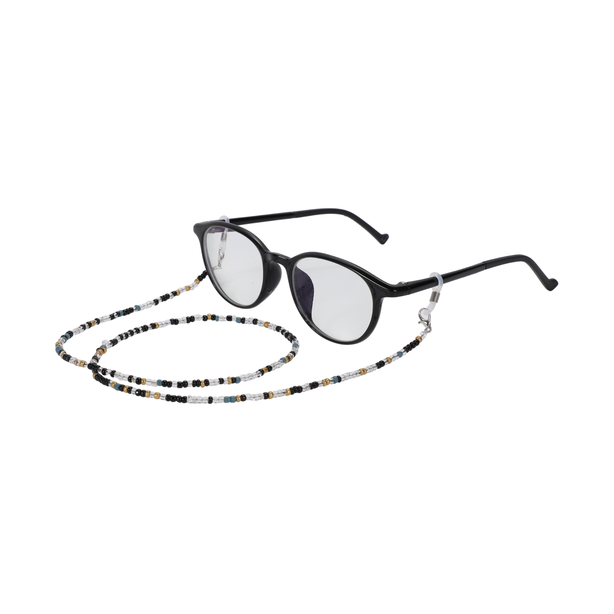 Unique Bargains Beaded Pattern Eyeglass Chain 1 Pc Black
