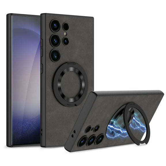 Haobuy for Samsung Galaxy S24 Ultra S24 Plus S24 Case with Magnetic Kickstand Leather Slim Vintage Business Case for Men