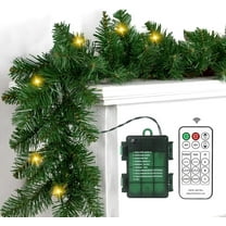 Christmas Garland with Lights & Timer & Remote- 2Pcs of 10ft Waterproof Battery Operated Lighted Garland with Colorful 50 LEDs for Mantle Stairs Railing Mantle Indoor Outdoor Christmas Decorations