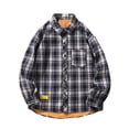 thumbnail image 3 of Mens Flannel Shirts Lined Button Down Heavyweight Plaid Shirts Long Sleeve with Pockets Navy L, 3 of 6