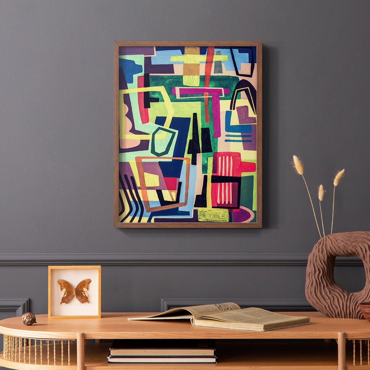Connected Colors I Framed Print in Brown Solid Wood Framed Print No Nail Hanging