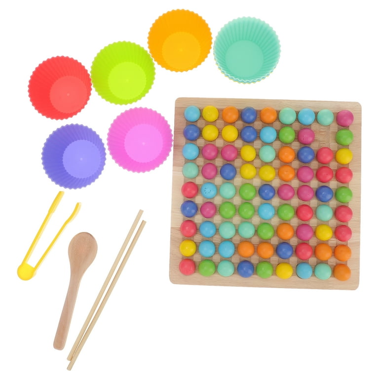Board Wooden Bead Beads Gamepuzzle Rainbow Stacking Sorting Peg