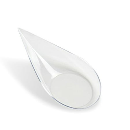 Clear Plastic Dessert / Appetizer Tear Drop Shape Plate Spoons, Pack of 50 - Mini 4 Inch Asian Elegant and Disposable Dishes