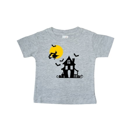 

Inktastic Halloween Haunted House Witch and Bats Gift Baby Boy or Baby Girl T-Shirt