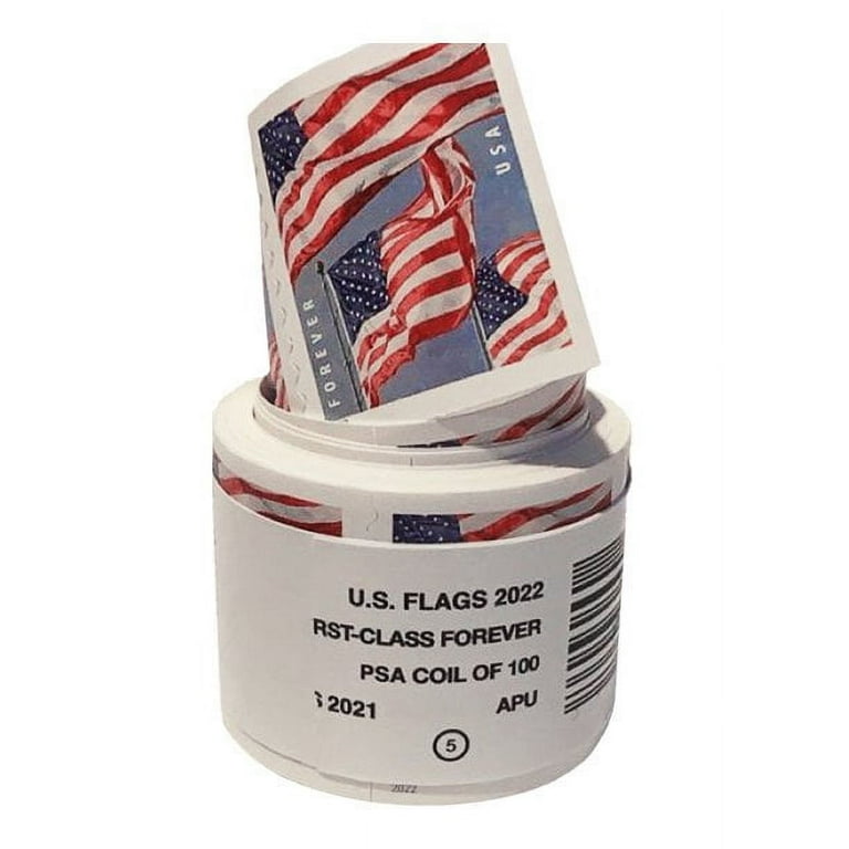 1 Roll of 100 Stamps USPS Forever Stamps U.S. Flag + Roll