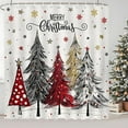 thumbnail image 6 of DAMAI Christmas Shower Curtain Red Black Polka Dot Painting Christmas Tree Bathroom Shower Curtain, Winter Forest Snowflakes Linen Fabric Cloth Shower Curtains with 12 Hooks 70 X 35 Inches, 6 of 6