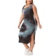 thumbnail image 4 of Vestido de verano sin mangas para mujer de talla grande Agnes Orinda, con diseño de teñido anudado, abertura lateral, escote en V, estilo casual midi, talla 3X, color gris azul., 4 of 5