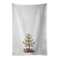 Carolines Treasures CK3499WTKT 28 x 19 in. Unisex Ecuadorian Hairless Dog Christmas Tree White Dish Towels Kitchen Towel - Set of 2