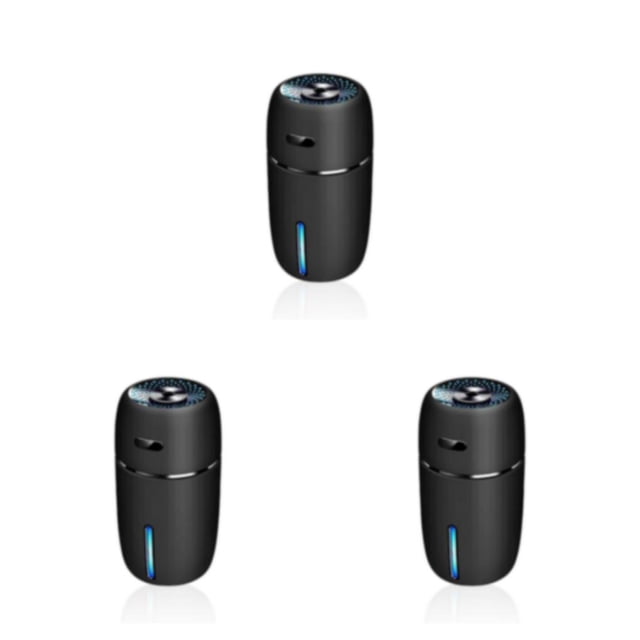 Wisewang USB Air Humidifier with LED Car Diffuser Essential Oil Ultrasonic Mist Sprayer Electric Two Modes Evaporative Purifier Black 3Set
