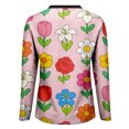 thumbnail image 4 of MEICHEN Women's Elegant Retro Art Print V Neck Loose Mid Length Sleeve Top Summer T Shirts for Women, 4 of 5