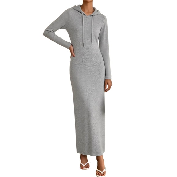Dvprdro Hooded Sweatshirt Dress for Women Long Sleeve Loose A Line Maxi Summer
