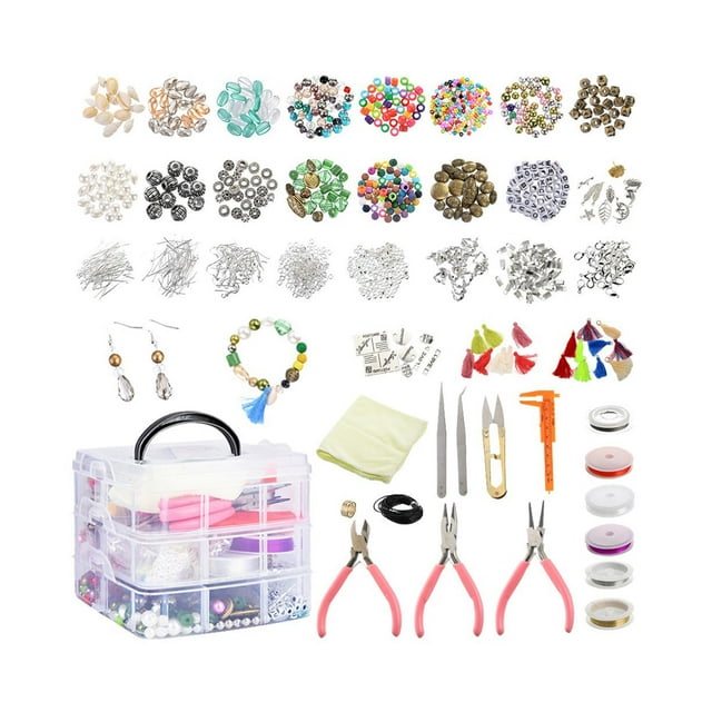 Kits de fabricación de pulseras con dijes, suministros de joyería, pendientes DIY portátiles para niñas de 13 a 15 años, principiantes, mamá y mujer,