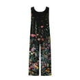 thumbnail image 7 of AUNVITO Women's Vintage Printed Sleeveless Summer Jumpsuit with Button Pockets, Casual Romper Round Neck Loose Fit, 7 of 7