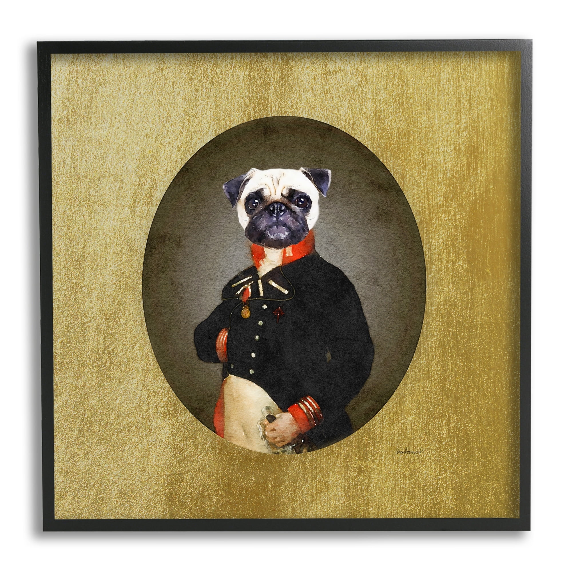 Stupell Industries Funny Pug Dog Wearing Suit Antique Classic Style Portrait , 12 x 12, Design by Amanda Greenwood