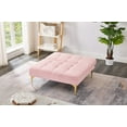 thumbnail image 4 of Convertible Futon Sofa Bed with Adjustable Backrest and Gold Metal Legs, Reclining Teddy Fabric Futon Couch Chair with Pillow for Dorm Room Living Room, Pink, 4 of 8