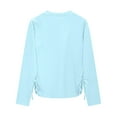 thumbnail image 4 of TTUHYWXI Girls Long Sleeve Shirts Ruched Knot Side Tunic Blouse Tee Tops (Light Blue, 9-10 Years), 4 of 5